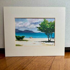 Sharon Benoit Seaside Watercolor Matted Print Wall Hanging Home Art Decor 8x10